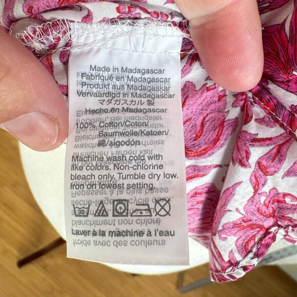 J Crew Liberty London Sambourne Pink Azalea Floral Ruffle Blouse Popover Boho SM - Picture 14 of 14